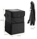 Pecham Car Trash Can with Lid, 3 Gallons Leak-Proof Hanging Garbage Bag Organizer, Waterproof Auto Storage Container, Oxford Cloth Trash Bin for Car