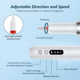 INSMART Cordless Electric Nail Drill - 18000 RPM Rechargeable Professional Manicure Pedicure Kit with 3 Adjustable Speeds, LED Display, 360° Rotation & 6 Grinding Heads for Home Salon Use