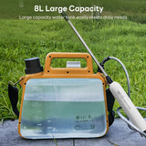 INSMART Battery Powered Sprayer,8L Foldable Electric Sprayer with 3 Nozzles, 2 Speeds,2000mah,180Min Runtime,Visible Water Level & Shoulder Strap
