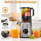 INSMART Cold Press Juicer,Juicer Machines with 5.4" Large Feed Chute,300w Slow Juicer Machines Fit Whole Vegetables and Fruits,Touchscreen Slow Masticating Juicer with 4 Mode(With Cleaning Function)