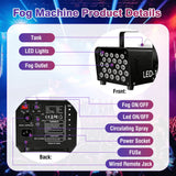 INSMART Fog Machine, 600W 2000CFM Smoke Machine with 24 RGB LED Lights, Wireless Remote Control, Perfect for Halloween Wedding Concert Bar Party
