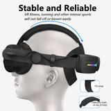 PECHAM RGB Battery Head Strap Fit for Meta/Oculus Quest 3/3S, 12000mAh Adjustable VR Headset Elite Strap for Enhanced Comfort and Play Time - Black