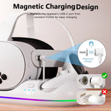Pecham VR Charging Dock Fit for Meta Quest 3/Quest 3S/Quest 2, RGB Magnetic Charging Station for VR Headset & Controllers, Fast Charging Station with 2x2100mAh Rechargeable Batteries