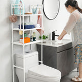 INSMART Over The Toilet Storage Shelf for Bathroom,3-Tier Freestanding Bathroom Organizer with 4-Hooks,H-Shape Frame,Extra Thick Carbon Steel,Space-Saving & Rustproof,White