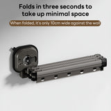 INSMART Wall Mount Folding Clothes Drying Rack,Retractable Laundry Drying Rack,360° Rotatable Clothes Rack with 15 Windproof Hooks,Space Saving for Bathroom/Balcony/Camping,No Drill Installation Gray