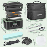 INSMART 6.3-Cup Cordless Electric Lunch Box for Adults, Heated Lunch Box for Men with Scheduled Heating, Portable Car Food Warmer with Utensils, Two-Tier Bag,Dishwasher Safe,Removable Divider
