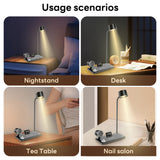 INSMART Wireless Charging Desk Lamps for Home Office,4-in-1 LED Bedside Lamp with 15W Fast Charger,Bluetooth Speaker,Digital Clock,360° Adjustable,3 Lighting Mode, Black