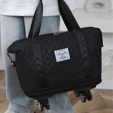 INSMART Expandable Rolling Travel Bag,With 360°Detachable Wheels,Waterproof Foldable Luggage Bag for Gym, Camping,Storage,36L-55L,Black