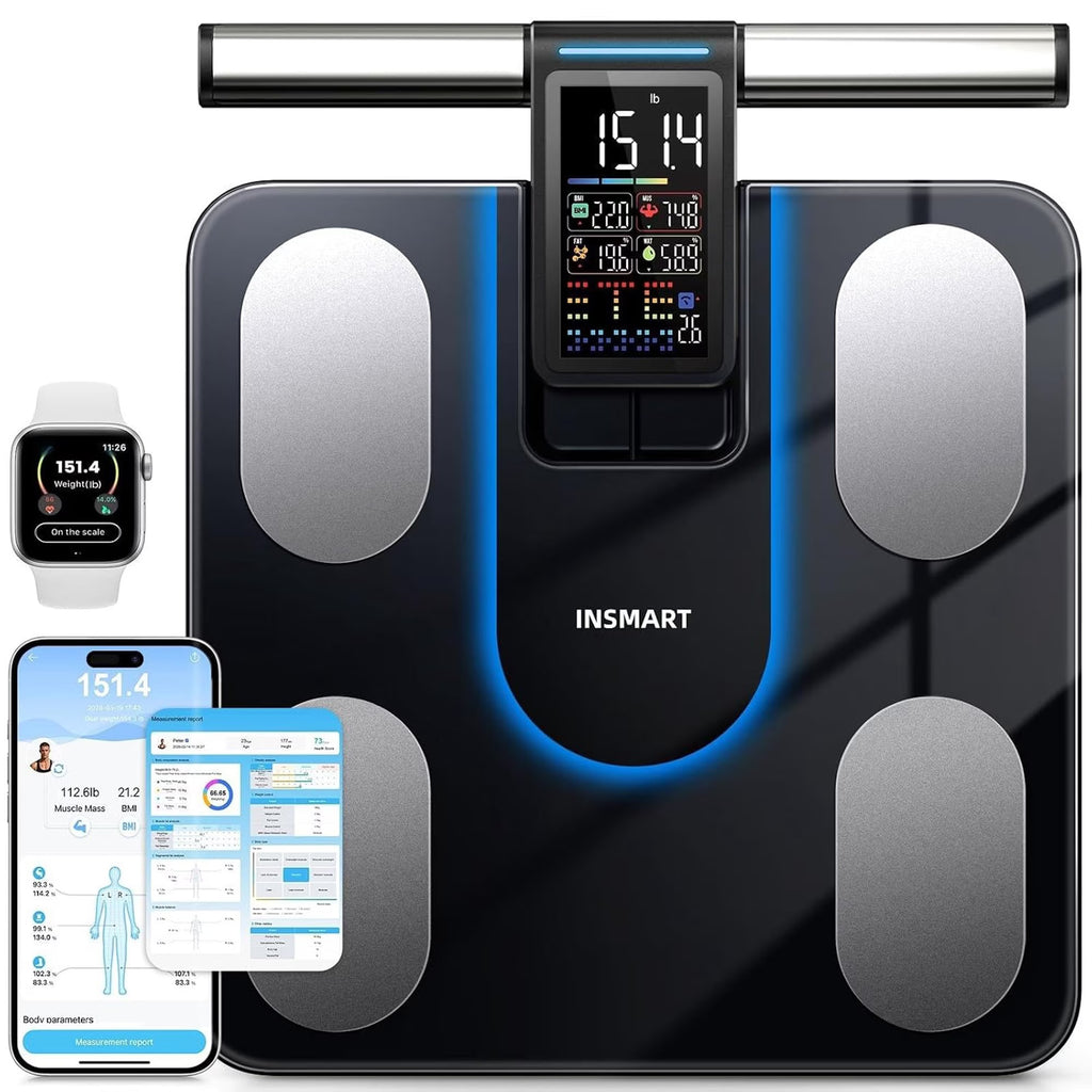 IBTORO Smart Scale for Body Weight, 8 Electrode Body Fat Scale, 51 Body Data with Bluetooth, Digital Weight Scale with Color Screen for Home Health