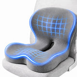 IBTORO Ergonomic Seat Cushion with Lumbar Support - Gel Memory Foam Pillow for Office Chair, Car & Wheelchair, Light Gray