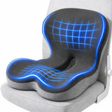 IBTORO Ergonomic Seat Cushion with Lumbar Support - Gel Memory Foam Pillow for Office Chair, Car & Wheelchair, Gray Two-Tone
