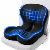 IBTORO Ergonomic Seat Cushion with Lumbar Support - Gel Memory Foam Pillow for Office Chair, Car & Wheelchair, Dark Gray