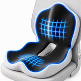 IBTORO Ergonomic Seat Cushion with Lumbar Support – 2-in-1 Memory Foam Chair Pad for Posture Support & Comfort, Non-Slip Design for Office, Car, Wheelchair – 11.81" W x 16.54" D x 17.72" H