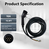 Pecham EV Charger, 16A 8Kw Level 2 EV Car Charger with 16ft/5m Extension Cord Car Charging Station IEC62196-2 for EVSE Electric Cable Plug