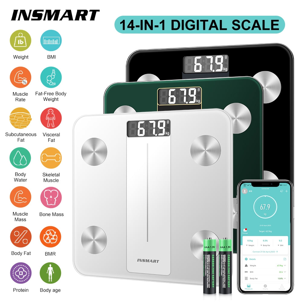 BODY FAT SCALE 6MM WITH 4.0 BLUETOOTH APP: BLACK