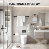 INSMART 7 PCS Bathroom Hardware Set,Black Stainless Steel Bathroom Tower Rack Set Wall Mounted,Includ Towel Bar, Towel Ring Towel Hook and Toilet Paper Holder