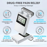 INSMART TENS Unit Rechargeable Muscle Stimulator EMS 4 Channels with 10 Reusable Electrode Pads 60 Modes 30 Intensities for Back Neck Pain Muscle Therapy Pain Management Pulse Massager (DIY)