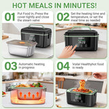 INSMART 6.3-Cup Cordless Electric Lunch Box for Adults, Heated Lunch Box for Men with Scheduled Heating, Portable Car Food Warmer with Utensils, Two-Tier Bag,Dishwasher Safe,Removable Divider