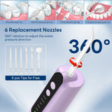 INSMART 270ML Cordless Water Flosser Dental Teeth Cleaner，Portable Oral Irrigator, Electric Flossing Cleaner(5 Mode& 6 Jet）