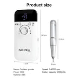 INSMART Electric Nail Drill Machine - 45000RPM Rechargeable Portable Nail File Kit for Acrylic, Gel Nails, Manicure & Pedicure, Professional Salon Tools for Women, White