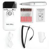 INSMART Electric Nail Drill Machine - 45000RPM Rechargeable Portable Nail File Kit for Acrylic, Gel Nails, Manicure & Pedicure, Professional Salon Tools for Women, White