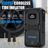 Pecham 3000A Car Jump Starter with Air Compressor, 150PSI Battery Jump Starter (for All Gas or up to 8.0L Diesel), 16000mAh Portable Car Battery Booster with LED Screen, 3 Modes Flashlight