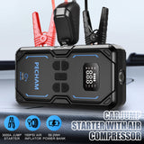 Pecham 3000A Car Jump Starter with Air Compressor, 150PSI Battery Jump Starter (for All Gas or up to 8.0L Diesel), 16000mAh Portable Car Battery Booster with LED Screen, 3 Modes Flashlight