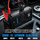 Pecham 3000A Car Jump Starter with Air Compressor, 150PSI Battery Jump Starter (for All Gas or up to 8.0L Diesel), 16000mAh Portable Car Battery Booster with LED Screen, 3 Modes Flashlight
