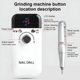 INSMART Electric Nail Drill Machine - 45000RPM Rechargeable Portable Nail File Kit for Acrylic, Gel Nails, Manicure & Pedicure, Professional Salon Tools for Women, White