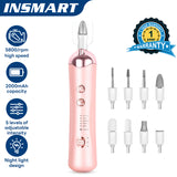 INSMART Cordless Electric Nail Drill - Professional Manicure Pedicure Kit, Portable Nail File with 5 Speeds for Hand & Foot Care, Callus & Thick Nails Grinding Tool
