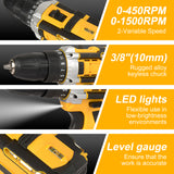 Pecham 24V Cordless Drill, 1500RPM Brushless Power Drill Set, 3/8"Keyless Chuck, 25+1 Position Electric Drill, 2 Variable Speed, Built-in LED, Power Drills for Drilling and Screwdriving