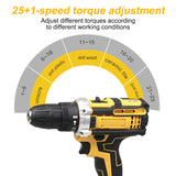 Pecham 24V Cordless Drill, 1500RPM Brushless Power Drill Set, 3/8"Keyless Chuck, 25+1 Position Electric Drill, 2 Variable Speed, Built-in LED, Power Drills for Drilling and Screwdriving